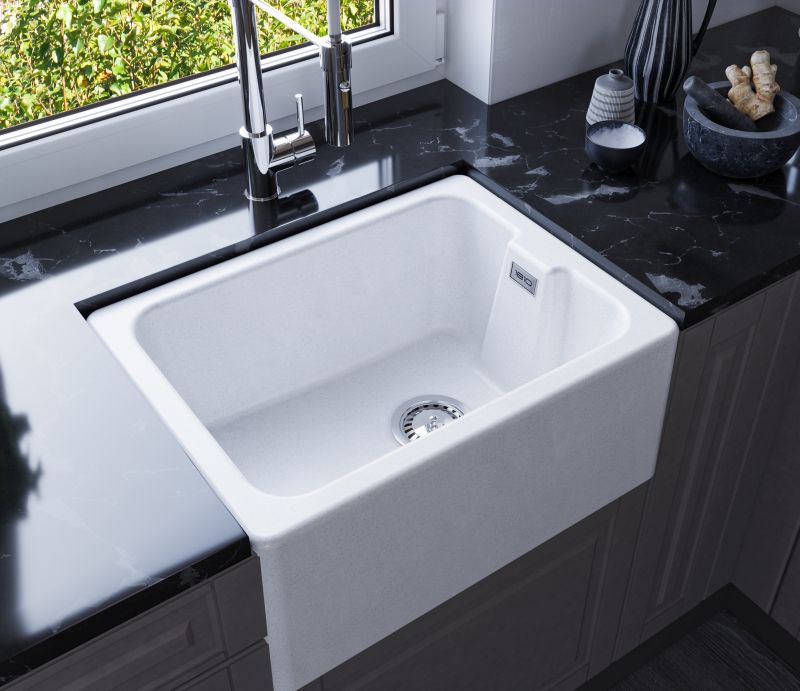 Maya Quartz Belfast Sink - White Finish